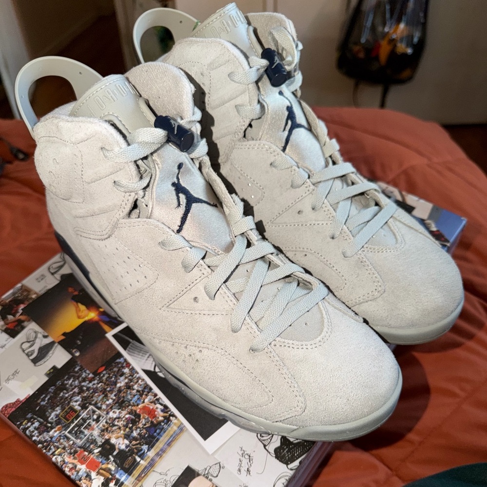Air Jordan 6 Retro Suede Sneakers in Light Grey. GEORGETOWN   SZ 11.5
